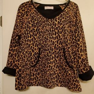 Oscar de la Renta Pink Label LS Animal Top-Sm